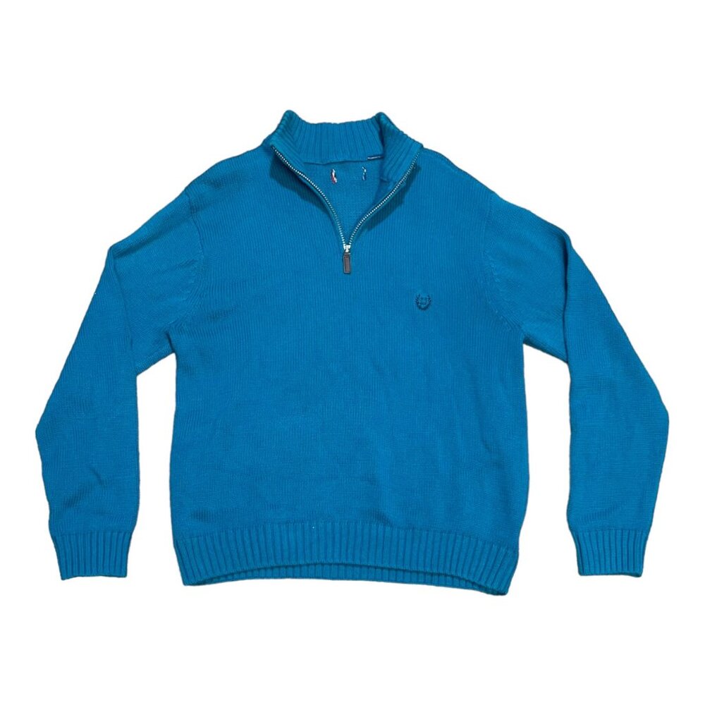 Vintage Ralph Lauren Chaps Men's Turquoise Blue Quarter Zip Pullover Sweater L